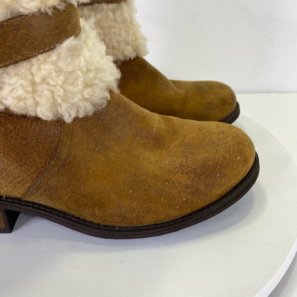 UGG Blayre II Shearling Leather Ankle Boot Womens 6 Chestnut Brown Winter Cozy - Picture 10 of 15